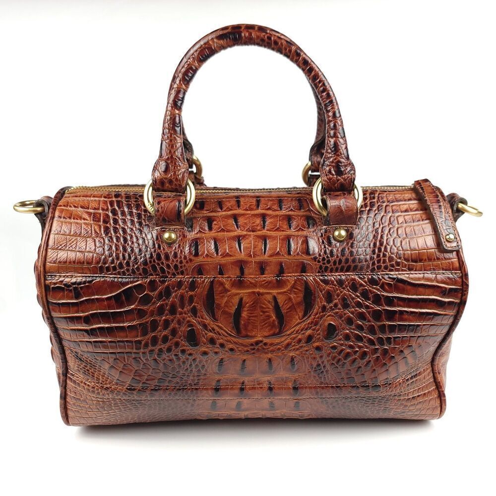 RARE Brahmin Stacy Bonnie Melbourne Collection Pecan Croc Leather Dr. Bag Set - Picture 10 of 16